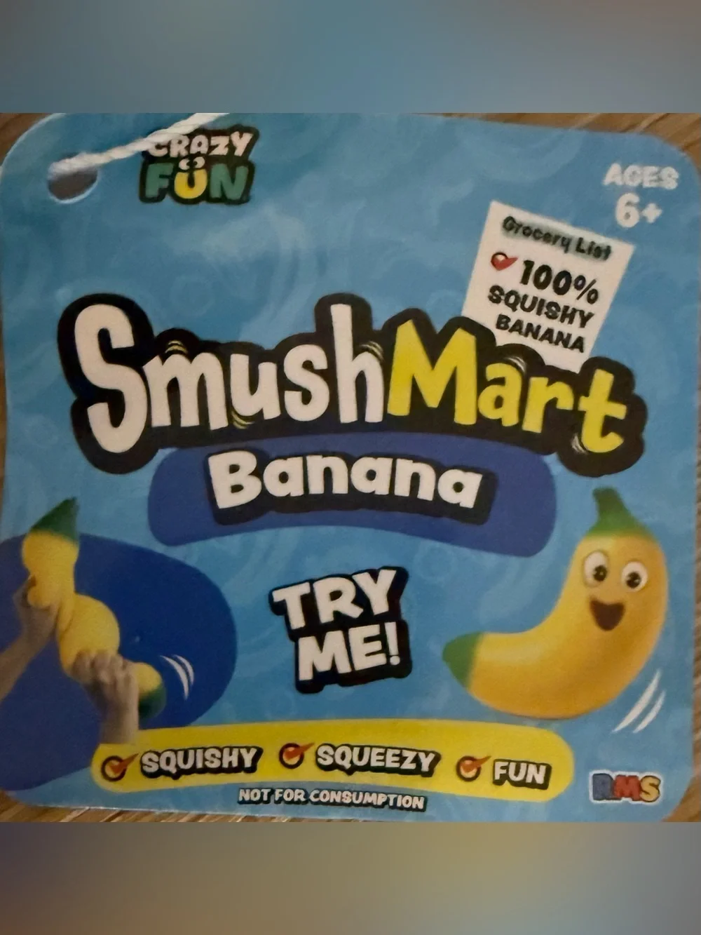 RMS CRAZY FUN SMUSHMART BANANA 15” GIANT SQUISHY TOY. ORIGINAL/AUTHENTIC NWT